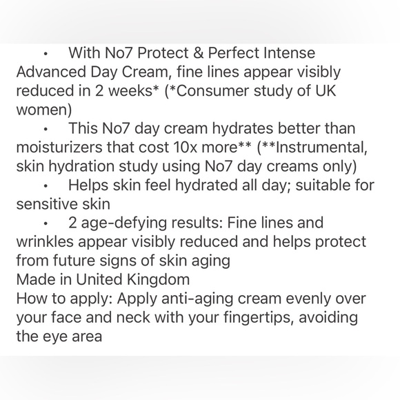 New Boots No7 Protect & Perfect Intense Advanced Day Cream Sunscreen SPF 30 - Picture 8 of 8